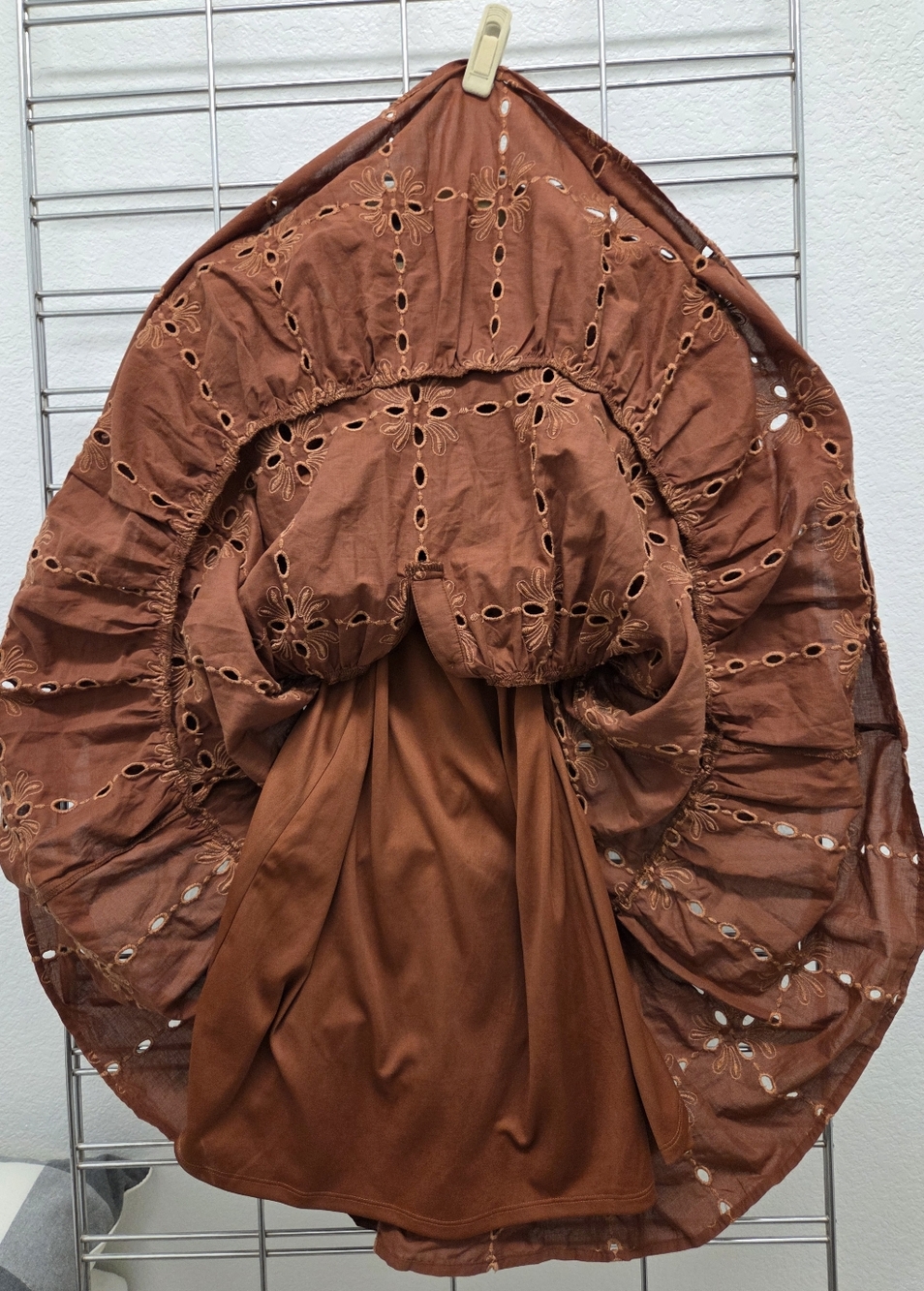 Eva Franco Rust Eyelet Button-Tier Dress - Picture 6 of 11
